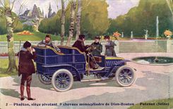 VINTAGE POSTCARD Phaeton sits swivelling horses one cylinder of Dion Bouton Puteaux Automobile