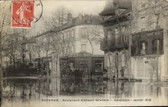 VINTAGE POSTCARD Puteaux Boulevard Richard Wallace Inondatiosn Javier 1910