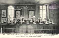 VINTAGE POSTCARD Castle of Malmaison Dining room Surtourt de Table pffert has Napoleon 1st by Charles IV king D Spain