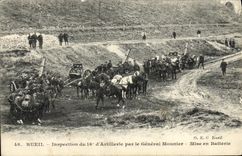CPA Rueil Inspection du 16eme d Artillerie par le General Mounier Mise en Batterie Militaria 
