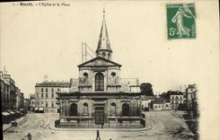 VINTAGE POSTCARD Rueil L Church and the Place
