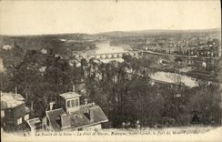 De la VENDIMIA de la POSTAL panorama de la nube Saint tomado de Bellevue el lazo del Seine el puente de la nube separada Mont Valerien de Boulogne Saint