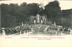 VINTAGE POSTCARD Holy Cloud Large Water View of the Cascade Built On the Drawings of Lepautre and Mansart