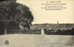 VINTAGE POSTCARD Holy Cloud the Terrace of the Lantern of Diogene Panoramic View towards Paris Eiffel Tower