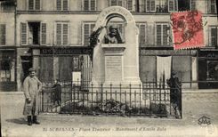 VINTAGE POSTCARD Suresnes Places Trarieux Monument D Emile Zola