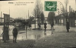 Inundaciones de Clichy de la POSTAL de la VENDIMIA de enero de 1910 que el muelle de Clichy REMATA