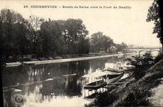 VINTAGE POSTCARD Courbevoie Edges of the Seine Towards the Bridge of Neuilly
