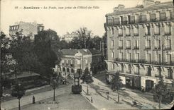 VINTAGE POSTCARD Asnieres La Poste seen from of L Town hall