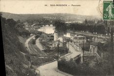 Tren bajo del panorama de Meudon de la POSTAL de la VENDIMIA