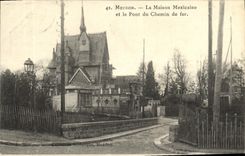 POSTAL Meudon de la VENDIMIA la casa mexicana y el puente del ferrocarril