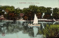 VINTAGE POSTCARD Nanterre L iie Flowered Landscape
