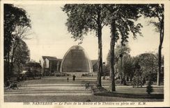 VINTAGE POSTCARD Nanterre the Park of the Town hall and the Theater in the open air