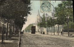 VINTAGE POSTCARD Neuilly sur Seine Perspective of L avenue of Tram Runs