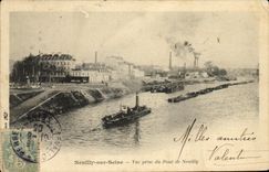 VINTAGE POSTCARD Neuilly sur Seine Seen from of the bridge of Neuilly Boat