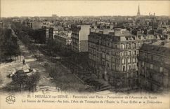 CPA Neuilly Sur Seine Panorama vers Paris Perspective de l avenue du Roule La statue de Perronnet 
