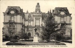VINTAGE POSTCARD Neuilly sur Seine Public garden of L Town hall the Statue of Parmentier