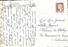 POSTAL MODERNA chicas jovenes del ceercle AR celtica Roued de Gals de Concarneau que recolecta el folklore de la escoba