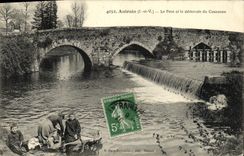 CPA Antrain Le Pont et le Deversoir du Couesnon Enfants Lavoir Lavandieres 