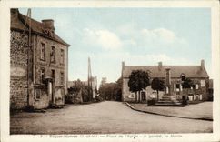 La POSTAL Baguer Morvan de la VENDIMIA pone L iglesia a la izquierda el ayuntamiento