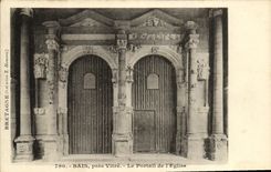 Los banos de la POSTAL de la VENDIMIA cierran el cristal la puerta de L iglesia