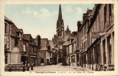 CPA Bazouges la Perouse La Place et L Eglise Coiffeur