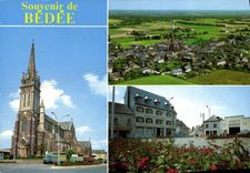 CPM Bedee L eglise et sa place Vue aerienne generale