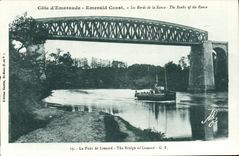 Bordes esmeralda de la dimension D de la POSTAL de la VENDIMIA del remo el puente del barco de Lessard