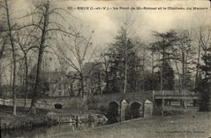 POSTAL Bruz de la VENDIMIA el puente de St Armel y el castillo del senorio