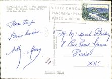 MODERN CARD Cancale View the large pier the port and the street of the port Boats