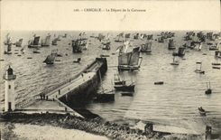 CPA Cancale Le Depart de la Caravane Bateaux