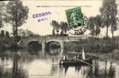VINTAGE POSTCARD Cesson a Boating on the Unpleasant one