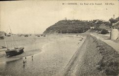 VINTAGE POSTCARD Cesson the Tower and the Tunnel Boat