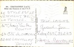 MODERN CARD Chateauneuf hotel of Finances and the P T T