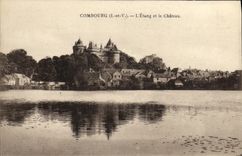 VINTAGE POSTCARD Combourg L Pond and the Castle