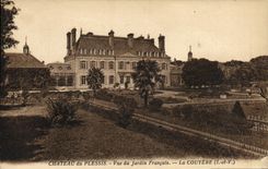 VINTAGE POSTCARD Castle of Plessis Seen of the French Garden Couyere