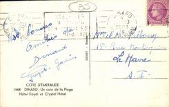 CPM Dinard Un Coin de la Plage Hotel Royal et Crystal Hotel