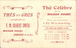CPA Dinard La Plage Publicite Thes en gros Gilbert Smith Maison Rouge Dinard 