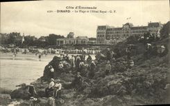 POSTAL Dinard de la VENDIMIA la playa y el L hotel real