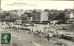 La POSTAL Dinard de la VENDIMIA la playa tiene L hora del bano