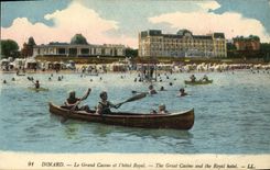 VINTAGE POSTCARD Dinard the large Casino and L Royal hotel Canoe