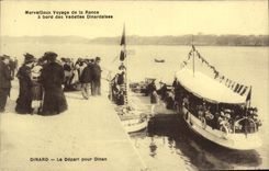 VINTAGE POSTCARD Dinard the Departure for Dinan Boat High speed motorboat