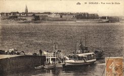 VINTAGE POSTCARD Dinard Seen towards St Malo Boats white High speed motorboats