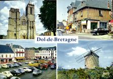 CPM Dol de Bretagne Cathedrale Saint Samson Vieilles maisons Place Chateaubriand Moulin du Tertre