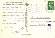 MODERN CARD Fraud of Brittany View towards the Cathedral