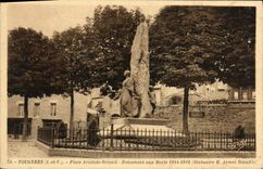 VINTAGE POSTCARD Fougeres Places Aristide Briand War memorial Militaria