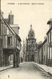 CPA Fougeres La Rue Nationale Eglise St Leonard