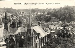 CPA Fougeres L Eglise Saint Sulpice A gauche le Chateau