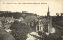 VINTAGE POSTCARD Fougeres L Church St sulpice Dimensions Northern Surienne Tower Seen from