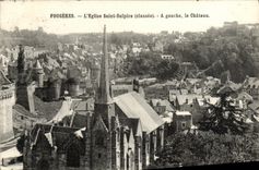 CPA Fougeres L Eglise Saint Sulpice A gauche le Chateau