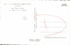 VINTAGE POSTCARD Guerche of Brittany Old Porches and Place of the Town hall